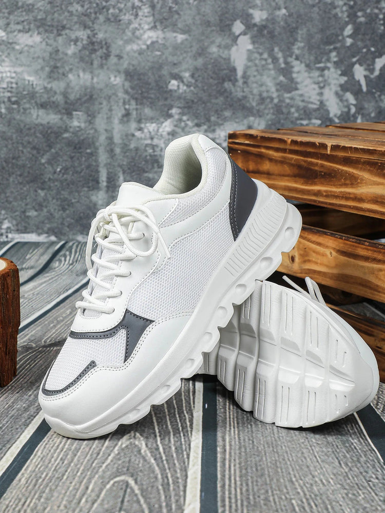 VEAMORS Unisex Mesh Running Shoes Lightweight Breathable Sports Sneakers Elastic Soft Sole Footwear for Walking Gym Fitness PlatiNum