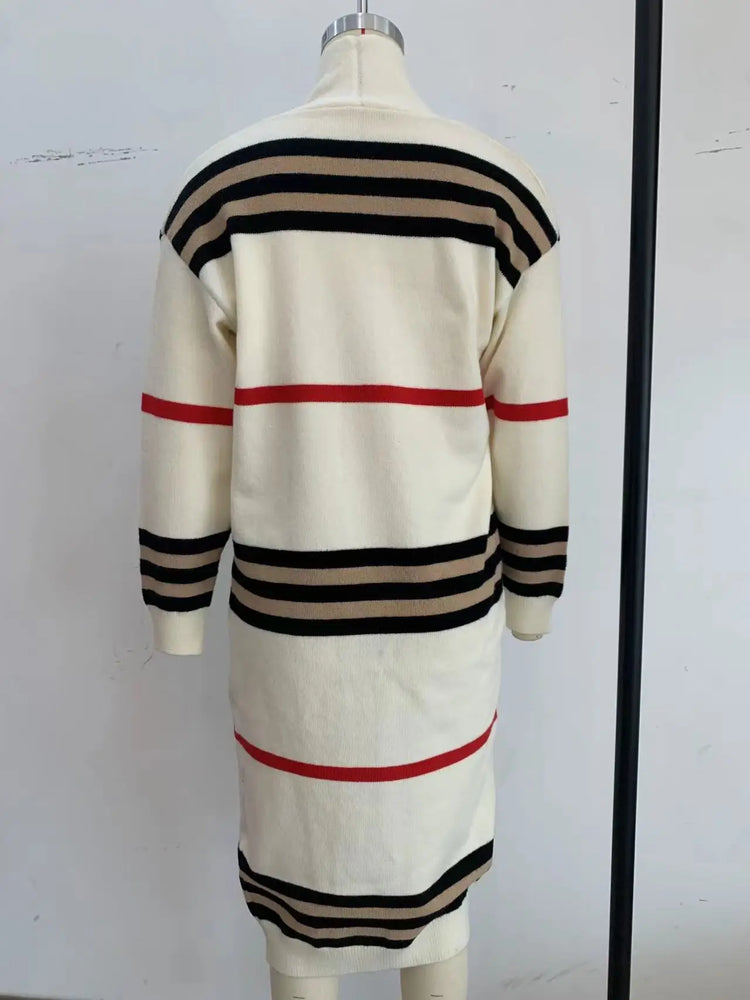 Print Long Cardigan For Women 2025 New Autumn Winter Clothes Knit Loose Outerwear Soft Sweater Coat Streetwear Fashion Cover Up