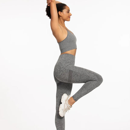 Leggings Sportivi Senza Cuciture da Donna a Vita Alta Push-Up Sexy Leggings da Palestra alla Moda Neri