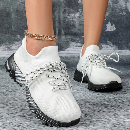 Breathable Socks Shoes Women Lightweight Knitted Casual Sneakers Non-slip Walking Footwear Outdoor Jogging Fitness Sports PlatiNum
