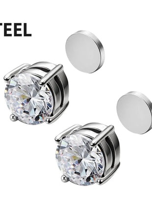 1/16 paia di orecchini a bottone magnetici da uomo in acciaio inossidabile con croce Non penetrante orecchini a cerchio Unisex CZ Magnet Clip on Earring platinumshop
