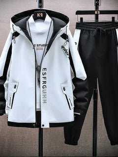 Casual Hooded Jackets And Pants Tracksuit Men's Clothing Sets 2026 Spring Autumn Youth Outdoor Sportswear 2 Pieces Coats Top Set
