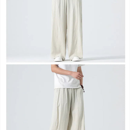 Pantaloni a gamba dritta da uomo in cotone e lino, stile retrò, larghi, leggeri, sottili, stile Nepal, comodi, stile Harajuku, taglie forti fino alla 5XL