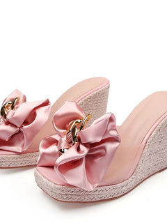 Liyke Nuove Zeppe Pantofole Per Le Donne 2026 di Modo di Estate Rosa Farfalla-nodo Designer Sandali Piattaforma Tacchi Taglia 46 Scarpe Femminili