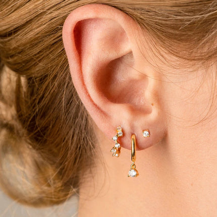 White Color Zircon Hoop Earrings 925 Sterling Silver Needle Cross/Star/Flower/Water Drop Pendant Gold Earrings Luxury Jewelry PlatiNum