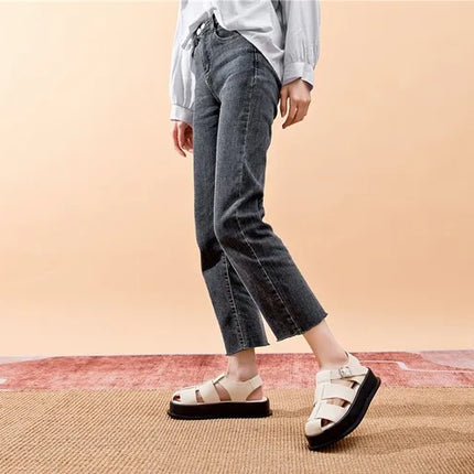 AIYUQI Women's Closed-Toe Sandals, New Summer 2026 Roman Sandals, Fashionable Woven Women's Thick-Soled Casual Shoes