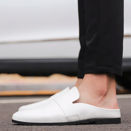 Mezze mocassini da uomo in pelle estiva pantofole mocassino Slides muli traspiranti per uomo Outdoor leggero Casual mezze scarpe 2023