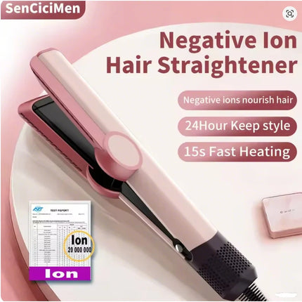 SenCiciMen 2-in-1 Air Straight & Dryer Combo - Negative Ion Heated Flat Iron for Fast, Long-Lasting Hairstyling at Home & Salon