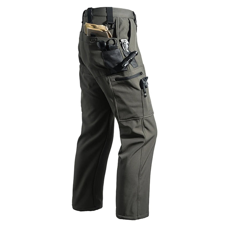 Men Winter Autumn Fleece Waterproof Cargo Pants Hiking Camping Softshell Climbing Casual Warm Tactical Military Combat Trousers