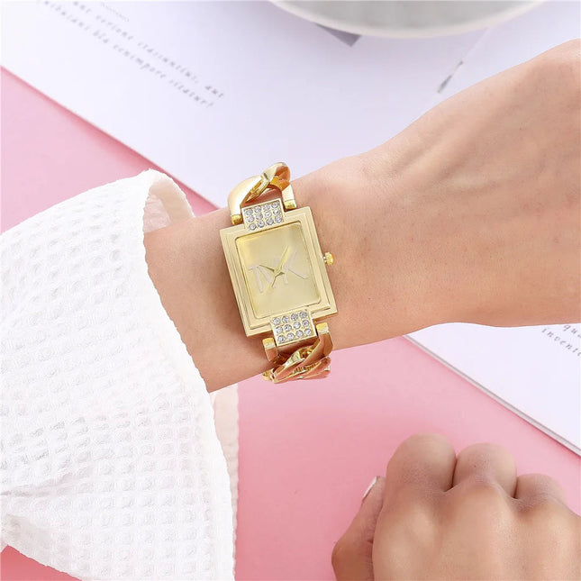 UTHAI Orologio da donna con diamanti quadrati intarsiati quadrati leggeri Orologi al quarzo moda di lusso Orologio da polso da donna con cinturino in metallo Orologio da ragazza platinumshop
