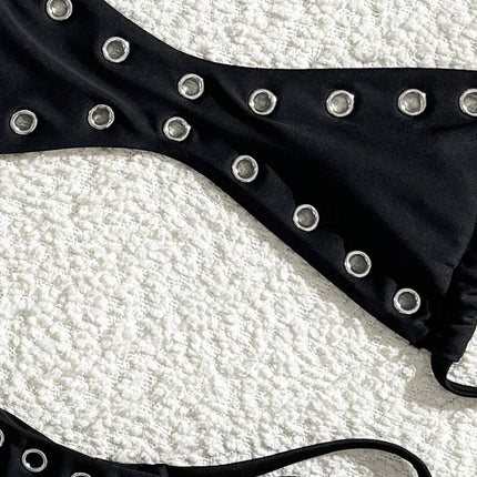 Bikini Micro Thong Halter da Donna XS-L, Costume da Bagno Femminile a Due Pezzi con Anelli Metallici platinumshop
