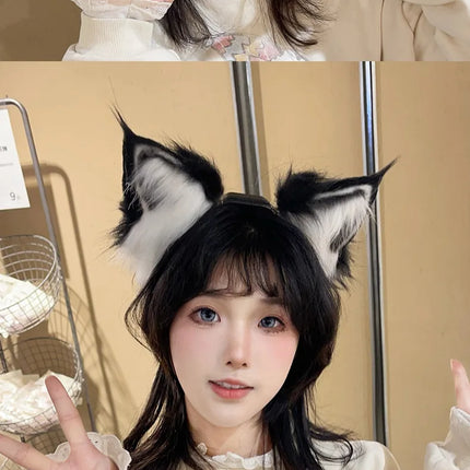 Electric Fox Ear Headband Gravity-Sensitive Simulation Realistic Animal Fluffy Ears Cosplay Headpiece Cat Ear Anime Accessories