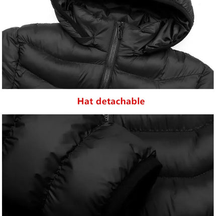 New Men'S Winter Four Control 21 Zone Intelligent Heating And Warming Fashionable And Casual Hooded Cotton Coat (No Power Bank)