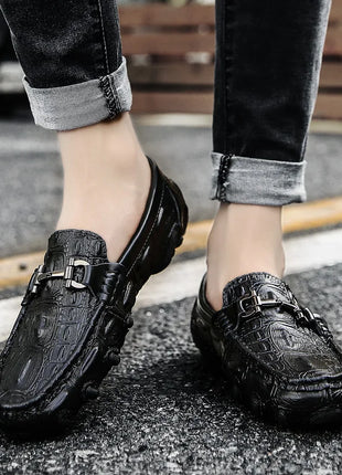 Scarpe Casual da uomo in vera pelle stile coccodrillo mocassini per scarpe comodi da uomo scarpe da uomo Casual Slip on semplici scarpe da guida