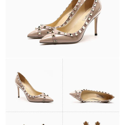 Tacchi Alti con Rivetti alla Moda 2026, Tacchi Alti Bicolore, Tacchi a Spillo da Donna, Scarpe Singole, Scarpe da Donna Sexy a Punta platinumshop