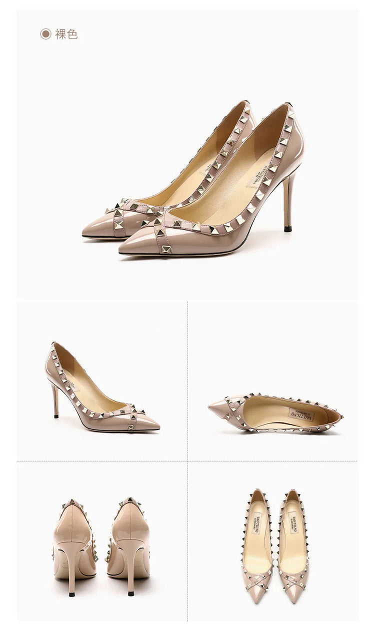 Tacchi Alti con Rivetti alla Moda 2026, Tacchi Alti Bicolore, Tacchi a Spillo da Donna, Scarpe Singole, Scarpe da Donna Sexy a Punta platinumshop
