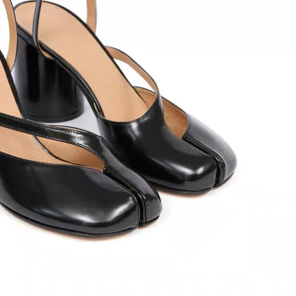 Crossed Ankle Belt Buckle Split toe Sandals Women Brand Designer Slingback Tabi Chunky High Heels INS Fashion Girls Shoes 2025 PlatiNum