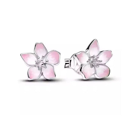 Orecchini e Ciondolo con Zirconi Scintillanti, Combinazione Fiore di Ciliegio e Farfalla, Orecchini in Argento 925, Regalo Ideale per Donne platinumshop