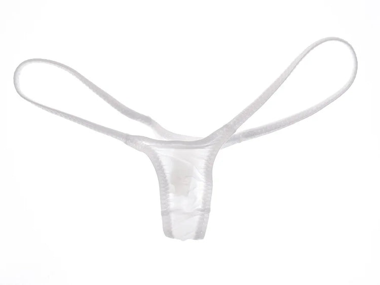 Women's Thin Ice Silk High Elastic Thong Mini Low-rise Sexy Sheer Single Layer Underwear