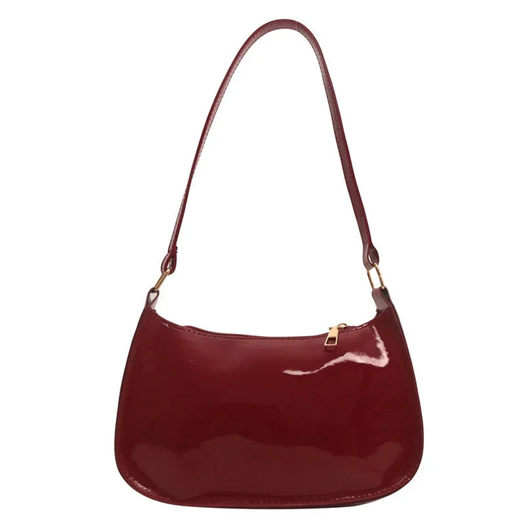 Retro Solid Color PU Leather Shoulder Underarm Bag Women's Fashion Handbags Casual Hobos Purses and Handbag Ladies Hand Bags PlatiNum