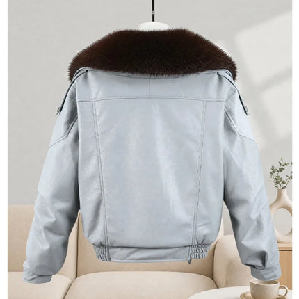 New Parkas Women Leather Jacket Big Fur Collar Tooling Cotton Jacket 2026 Winter Thicke Warm Cotton Padded Coat Female Outerwear