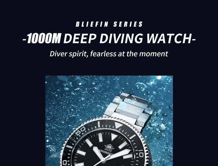 ADDIESDIVE Men's Automatic Mechanical Watch Sapphire Glass Super Luminous Watches Stainless Steel Hombre 100Bar Waterproof