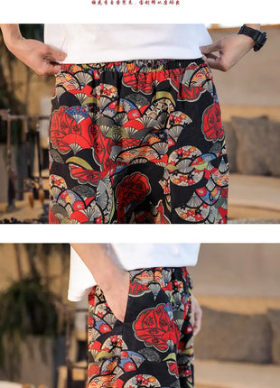 Pantaloni Harem da Uomo 2026 Stile Retrò con Stampa, Pantaloni Jogger Larghi e Comodi con Cavallo Ribassato, Stile Nepal Oversize, Pantaloni Casual da Uomo con Cavallo Ribassato