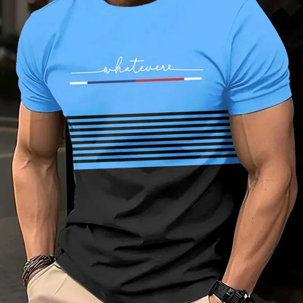 Oversized T-shirt Men's T-shirt Summer Fashion Casual Crew Neck Short Sleeve Top Striped Printed Men's T-shirt