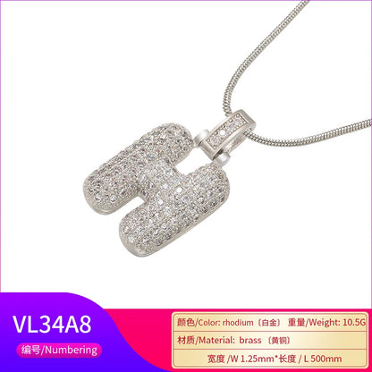 ZHUKOU Colore argento Bubble lettere iniziali collane 26 lettere pendenti collane per le donne Ottone CZ Gioielli all'ingrosso VL34
