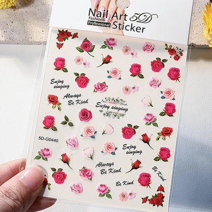 1Pc 3D Lavendar Flowers Stickers for Nails Spring Sakura Floral Leaves Self-Adhesive Sliders Decals Art Manicure for Decoration