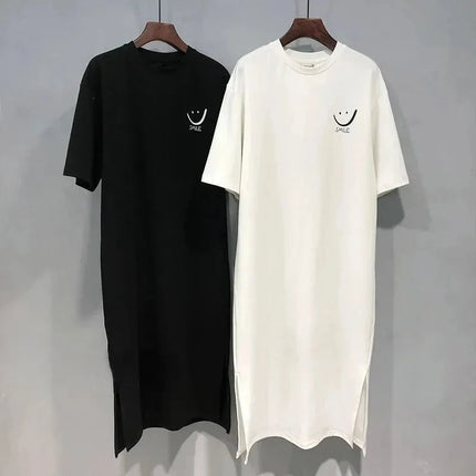 Abito t-shirt a maniche corte nuovo estivo da donna Abito ampio sopra il ginocchio di media lunghezza platinumshop