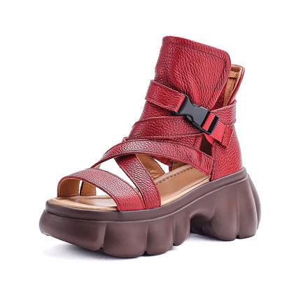 Women's Leather Slip-on Shoes, New Style 2026, Closed-Toe Shoes, Roman Style Sandals, Women's Retro Platform Shoes