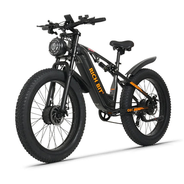 C01 Off-Road Electric Bike, 26'' Mountain E-bike, Dual Motor, 3000W Peak Power, Removable 48V 20Ah Lithium Battery, Dual Suspension, Max Speed 60-63km/h