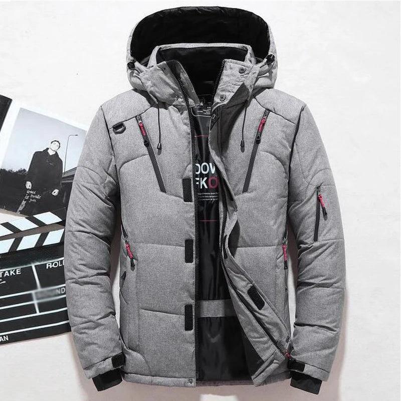 -20 Degree Down Jacket Male Winter Parkas Men White Duck Down Jacket Hooded Outdoor Thick Warm Padded Snow Coat Oversize M-4XL - PlatiNum