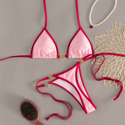 XS - L Halter Mini Micro Perizoma Bikini Donna Costumi da bagno Costume da bagno femminile Bikini a due pezzi Costume da bagno imbottito Costume da bagno V7595 PlatiNum