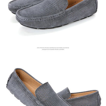 Mocassini da Uomo in Pelle Scamosciata Traspiranti Estivi, Scarpe da Guida di Lusso, Nuove Calzature Casual da Uomo