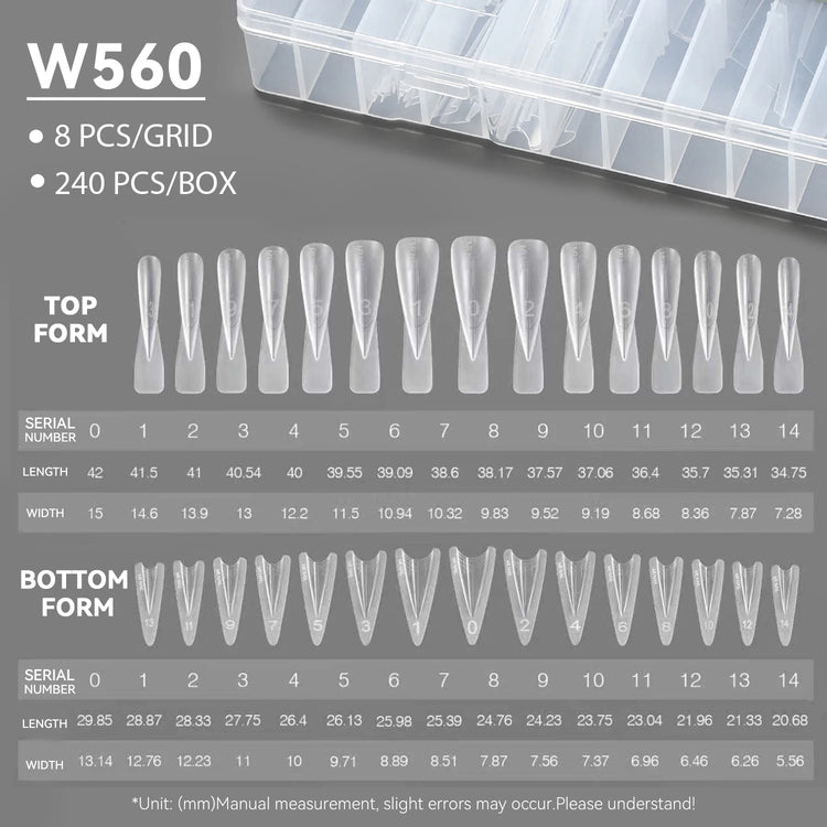 Original YOKEFELLOW Sandwich Dual Nail Form Short Stiletto Nail Extension Form 240pcs Top Form Bottom Form For Quick Nail Extensions IM222