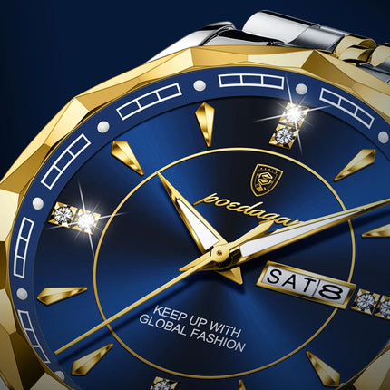 POEDAGAR Orologio da uomo di moda di lusso Top Business Impermeabile luminoso Data Settimana Orologi da uomo Orologio da polso da uomo in acciaio inossidabile al quarzo platinumshop