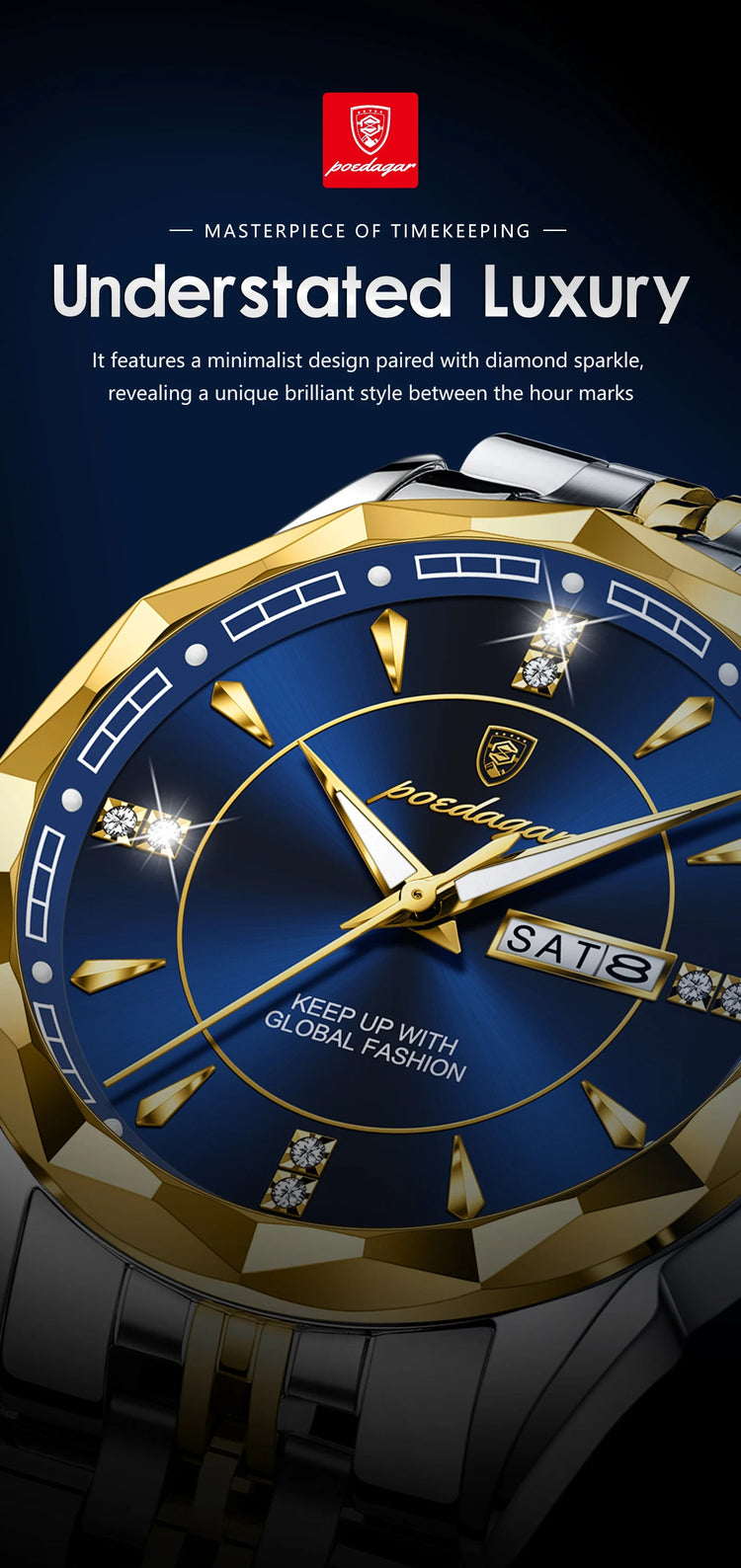 POEDAGAR Orologio da uomo di moda di lusso Top Business Impermeabile luminoso Data Settimana Orologi da uomo Orologio da polso da uomo in acciaio inossidabile al quarzo platinumshop