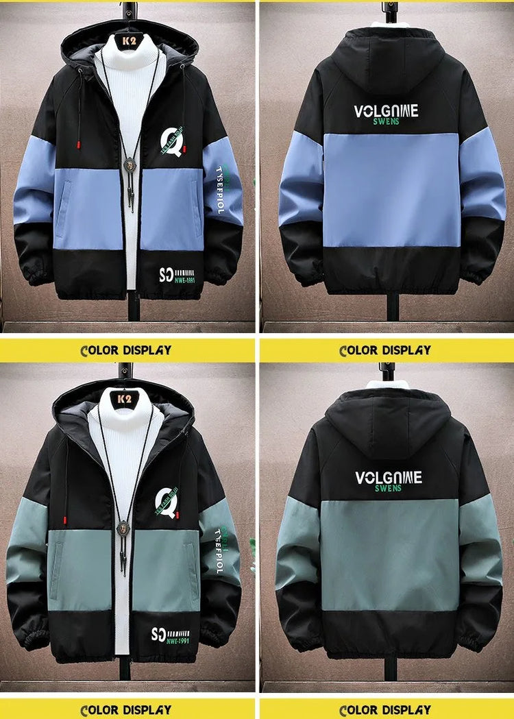 2023 Spring and Autumn New Fashion Hooded Tooling Jacket Men's Casual Loose Comfortable Waterproof High-Quality Large Size Coat