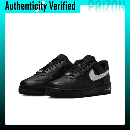 Nike Air Force 1 Skate Shoes Unisex Low-top Black Silver Color Block CW2288-001（Team3067-air）