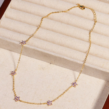 Moda colorata cubic zirconia 5 pezzi collana di fiori per le donne girocollo catena clavicola regali di gioielli da sposa