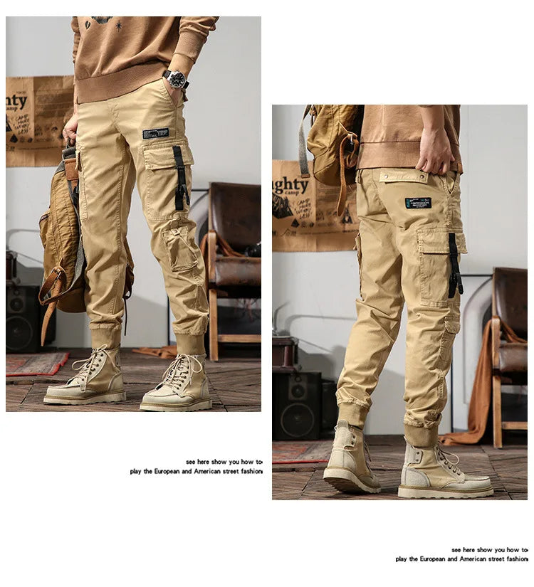 6 Pockets Joggers Cargo Pants Men Black Khaki Pants Men Slim Military Tactical Brown Work Trousers For Men Safari streetwear
