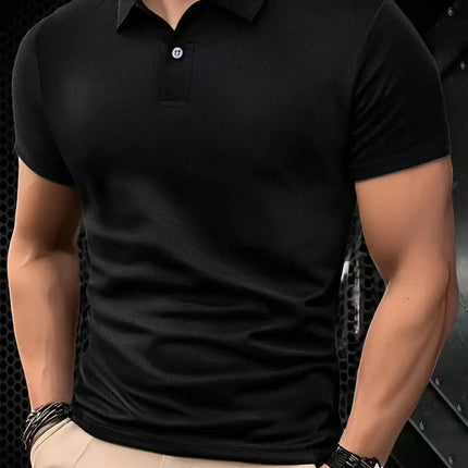 2025 Men's Solid Color Ultralight Breathable Quick-Dry Polo Shirt Suitable for Gym, Fitness, and Running