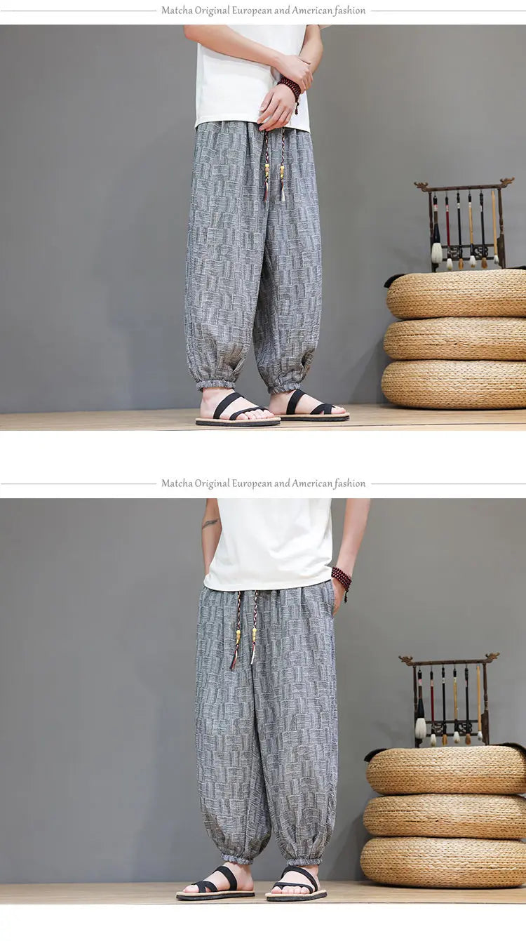Pantaloni a Gamba Larga Stile Cinese in Corduroy, Pantaloni Lantern da Uomo, Comodi e Traspiranti per Autunno e Inverno, Jogger Casual