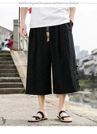Pantaloni da samurai giapponesi Kimono da uomo Pantaloni casual in cotone retrò da uomo Pantaloni larghi casual Hip Hop Harajuku di alta qualità da uomo
