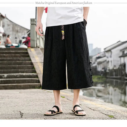 Pantaloni da samurai giapponesi Kimono da uomo Pantaloni casual in cotone retrò da uomo Pantaloni larghi casual Hip Hop Harajuku di alta qualità da uomo