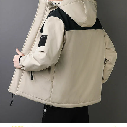 Plus Size Male Waterproof Windproof Hooded Jacket Autumn Winter New Fashion Men Casual Loose Fleece Thick Warm High Quality Coat