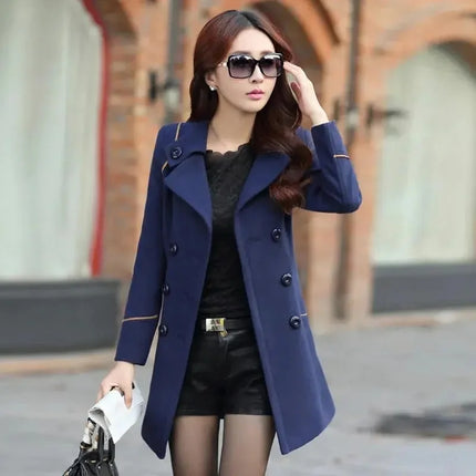 2023 New Korean Winter Woman Wool Coat Long Warm Female Woolen Coat Female Autumn Fashion Double-Breasted Jacket Outerwear