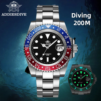 ADDIESDIVE AD2503 Luxury Men's Automatic Watch 8215 Mechanical Watch BGW9 Luminous Sapphire Glass Diver's Watch Men Analog Watch